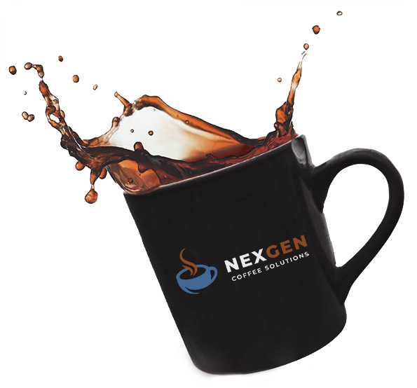 coffee cup with NexGen Coffee logo on the side
